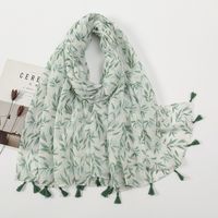 Women's Sweet Flower Cotton And Linen Tassel Silk Scarves sku image 21
