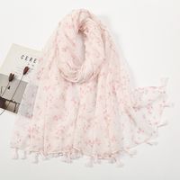 Women's Sweet Flower Cotton And Linen Tassel Silk Scarves sku image 18