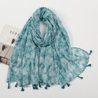 Women's Sweet Flower Cotton And Linen Tassel Silk Scarves sku image 29
