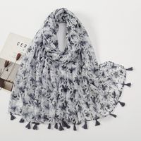 Women's Sweet Flower Cotton And Linen Tassel Silk Scarves sku image 30