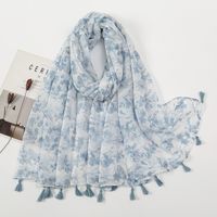 Women's Sweet Flower Cotton And Linen Tassel Silk Scarves sku image 31