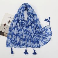 Women's Sweet Flower Cotton And Linen Tassel Silk Scarves sku image 33
