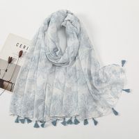 Women's Sweet Flower Cotton And Linen Tassel Silk Scarves sku image 32