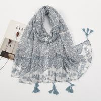 Women's Sweet Flower Cotton And Linen Tassel Silk Scarves sku image 38