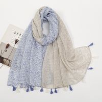 Women's Sweet Flower Cotton And Linen Tassel Silk Scarves sku image 40