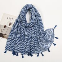 Women's Sweet Flower Cotton And Linen Tassel Silk Scarves sku image 42