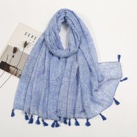 Women's Sweet Flower Cotton And Linen Tassel Silk Scarves sku image 43