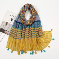 Women's Sweet Flower Cotton And Linen Tassel Silk Scarves sku image 47