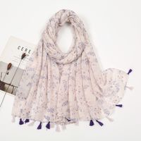 Women's Sweet Flower Cotton And Linen Tassel Silk Scarves sku image 50