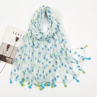 Women's Sweet Flower Cotton And Linen Tassel Silk Scarves sku image 49