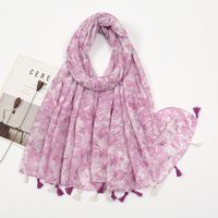 Women's Sweet Flower Cotton And Linen Tassel Silk Scarves sku image 51