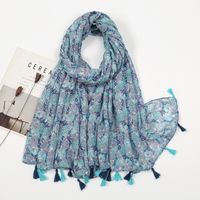 Women's Sweet Flower Cotton And Linen Tassel Silk Scarves sku image 52