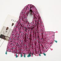 Women's Sweet Flower Cotton And Linen Tassel Silk Scarves sku image 55