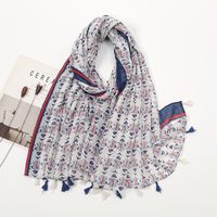 Women's Sweet Flower Cotton And Linen Tassel Silk Scarves sku image 57