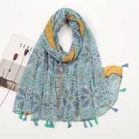 Women's Sweet Flower Cotton And Linen Tassel Silk Scarves sku image 58