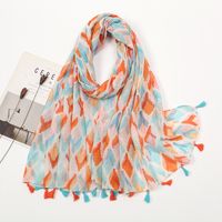 Women's Sweet Flower Cotton And Linen Tassel Silk Scarves sku image 60