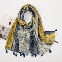 Women's Sweet Flower Cotton And Linen Tassel Silk Scarves sku image 62