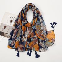 Women's Sweet Flower Cotton And Linen Tassel Silk Scarves sku image 64