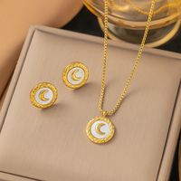 304 Stainless Steel 18K Gold Plated Retro Plating Flower Acrylic Artificial Rhinestones Resin Earrings Necklace sku image 8