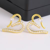 1 Pair Classic Style Commute Shiny Heart Shape Hollow Out Inlay Copper Zircon 18K Gold Plated Drop Earrings Ear Studs main image 1