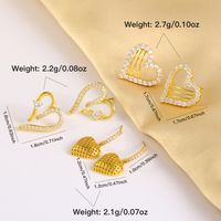 1 Pair Classic Style Commute Shiny Heart Shape Hollow Out Inlay Copper Zircon 18K Gold Plated Drop Earrings Ear Studs main image 9