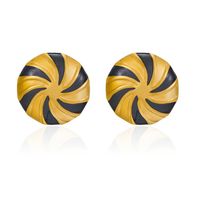1 Pair Casual Simple Style Round Spiral Stripe Enamel Plating 304 Stainless Steel 18K Gold Plated Ear Studs main image 7