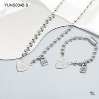 Stainless Steel 18K Gold Plated Classic Style Streetwear Plating Heart Shape Lock Bracelets Necklace main image 1