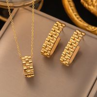 304 Stainless Steel 18K Gold Plated Retro Plating Flower Acrylic Artificial Rhinestones Resin Earrings Necklace sku image 13