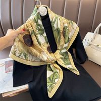 Women's Classical Square Flower Polyester Silk Scarf sku image 11