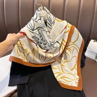 Women's Classical Square Flower Polyester Silk Scarf sku image 12