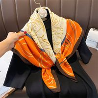 Women's Classical Square Flower Polyester Silk Scarf sku image 13