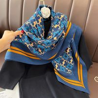 Women's Classical Square Flower Polyester Silk Scarf sku image 16