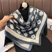 Women's Classical Square Flower Polyester Silk Scarf sku image 21