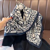 Women's Classical Square Flower Polyester Silk Scarf sku image 24