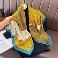 Women's Classical Square Flower Polyester Silk Scarf sku image 25