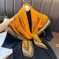 Women's Classical Square Flower Polyester Silk Scarf sku image 33