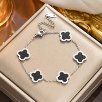 Ig Style Four Leaf Clover Titanium Steel Plating Inlay Shell Bracelets sku image 2