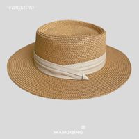 Women's Vacation Color Block Flat Eaves Straw Hat sku image 14