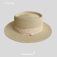Women's Vacation Color Block Flat Eaves Straw Hat sku image 13