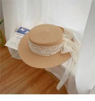 Women's Vacation Color Block Flat Eaves Straw Hat sku image 2