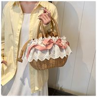 Women's Medium Canvas Geometric Solid Color Flower Vintage Style Classic Style Magnetic Buckle Bucket Bag sku image 4