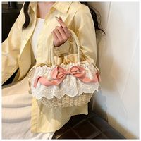 Women's Medium Canvas Geometric Solid Color Flower Vintage Style Classic Style Magnetic Buckle Bucket Bag sku image 3