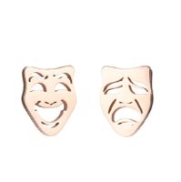 1 Pair Retro Emoji Face Titanium Steel Ear Studs main image 6