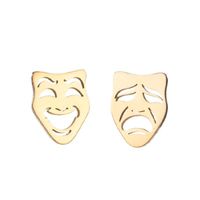 1 Pair Retro Emoji Face Titanium Steel Ear Studs main image 4