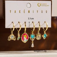 1 Set Simple Style Princess Water Droplets Plating Inlay Copper Zircon 14k Gold Plated Drop Earrings sku image 1