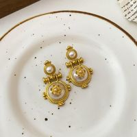 1 Pair Vintage Style Flower Copper Plating Inlay Artificial Gemstones Rhinestones Ear Studs sku image 46