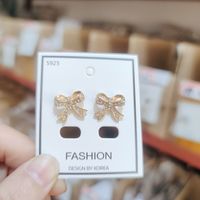 1 Pair Fashion Flower Butterfly Bow Knot Alloy Inlay Artificial Pearls Rhinestones Shell Women's Earrings sku image 10
