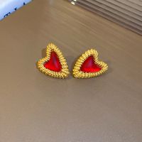 1 Pair Vintage Style Flower Copper Plating Inlay Artificial Gemstones Rhinestones Ear Studs sku image 8