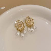 1 Pair Vintage Style Flower Copper Plating Inlay Artificial Gemstones Rhinestones Ear Studs sku image 4
