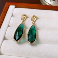 1 Pair Vintage Style Water Droplets Plating Inlay Alloy Glass Drop Earrings main image 4